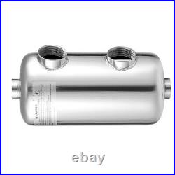 135K Stainless Steel Tube and Shell Heat Exchanger Same Side 1+ 1 1/2FPT NEW