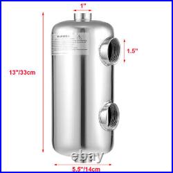 135 kBtu Shell & Tube Heat Exchanger for Salt Water/Pools/spas 1+ 1 1/2FPT USA