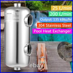 135 kBtu/hour Stainless Steel Tube and Shell Heat Exchanger For Pools/Spas NEW