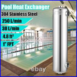 200 kBtu Swimming Pool Heat Exchanger Stainless Steel Same Side 1 + 1 1/2 FPT