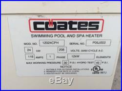Coates Commercial Pool Heater 24 KW 208 V 116 Amp 1 Phase 12024CPH Free Shipping