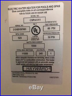 Hayward Electric 11 KW Heater For Spa Hot Tub CSPAXI11