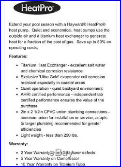 Hayward HP21404T HeatPro 140,000 Pool and Spa Heat Pump