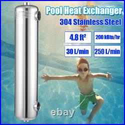 New Swimming Pool Heat Exchanger 200 kBtu/hour 1+1 1/2 FPT Stainless Steel NEW