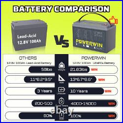 POWERWIN 12.8V 100Ah LiFePO4 Lithium Battery 1280Wh