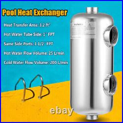 Pool Heat Exchanger Stainless Steel 135KBTU/h 1+1.5FPT Spa / Hot Tub / Pool US