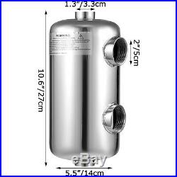 Pool Heat Exchanger Tube Shell Heat Exchanger 95K SS304 Same Side 1+ 1 1/2FPT