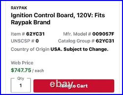 Raypak 009057F Ignition Control Board, 120V