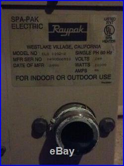 Raypak Spa-pak Model# 1102-2 11,000 Watts Electric Pool/spa Heater Used