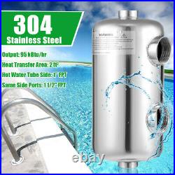 SS304 Pool Heat Exchanger Tube Shell Heat Exchanger 95K Same Side 1+ 1 1/2FPT