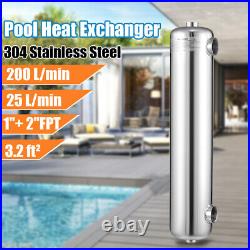 Stainless Steel Shell and Tube Pool Heat Exchanger 400kBtu/hr with Fixed Bracket