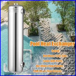 Swimming Pool Heat Exchanger 304 Stainless Steel 200 kBtu/hour 1+1 1/2 FPT Pro