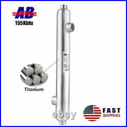 Titanium Pool Heat Exchanger 155kBtu Opposite Side 1 1/2+1FPT