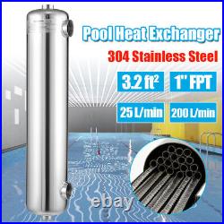 Tube and Shell Heat Exchanger 400kBtu Stainless Steel for Spa Heat Recovery USA