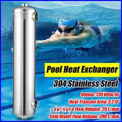 Tube and Shell Heat Exchanger 400kBtu for Spa Heat Recovery 304 Stainless Steel