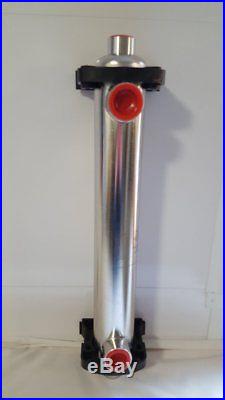 Tube and Shell Heat Exchanger with Same Side Ports for Pools/Spas 85,000 BTU